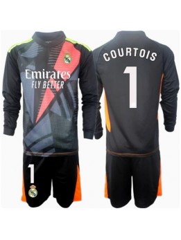 Real Madrid Thibaut Courtois #1 Målvakt Replika Borta Kläder Barn 2024-25 Långärmad (+ byxor)
